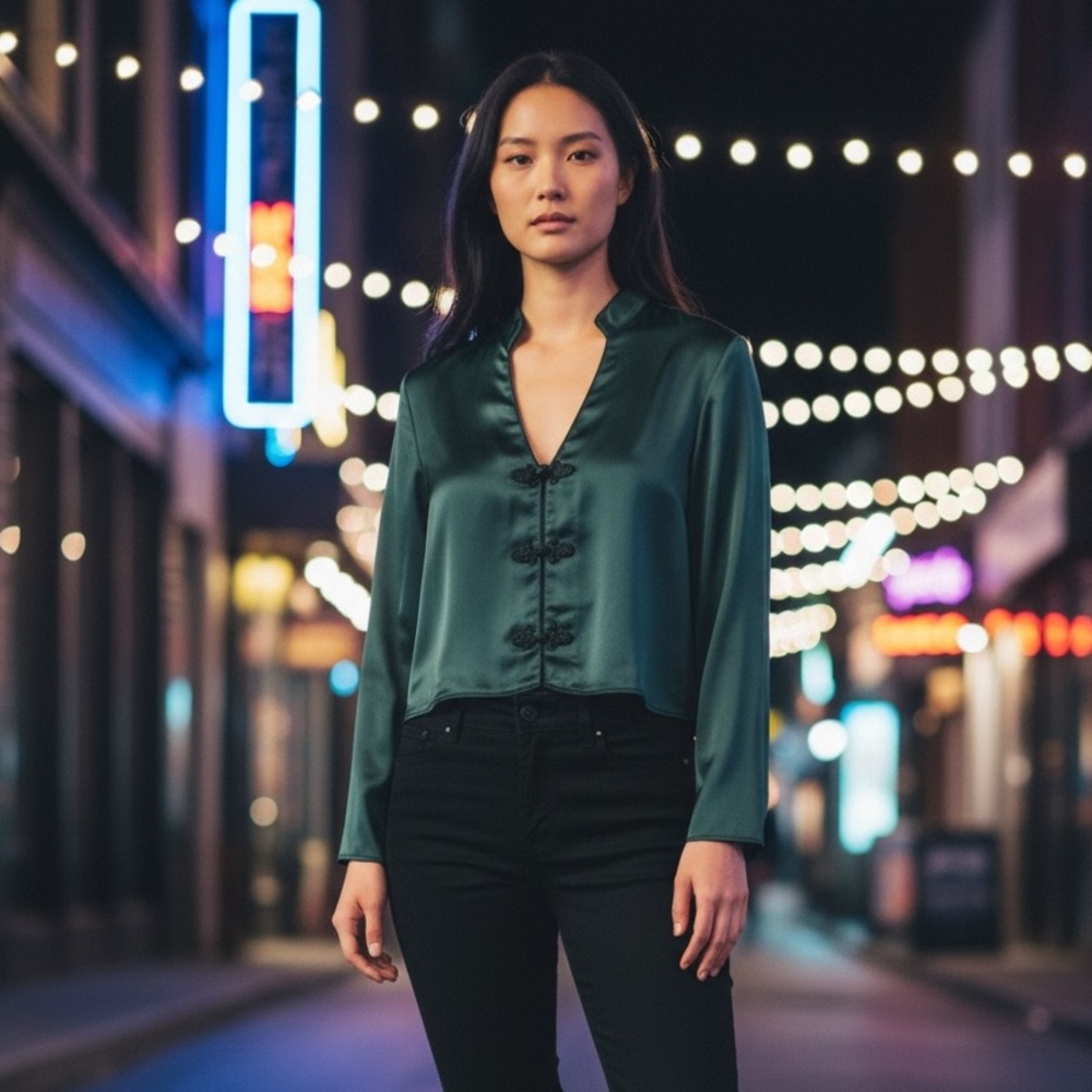 Zara Dark Green Satin Top S